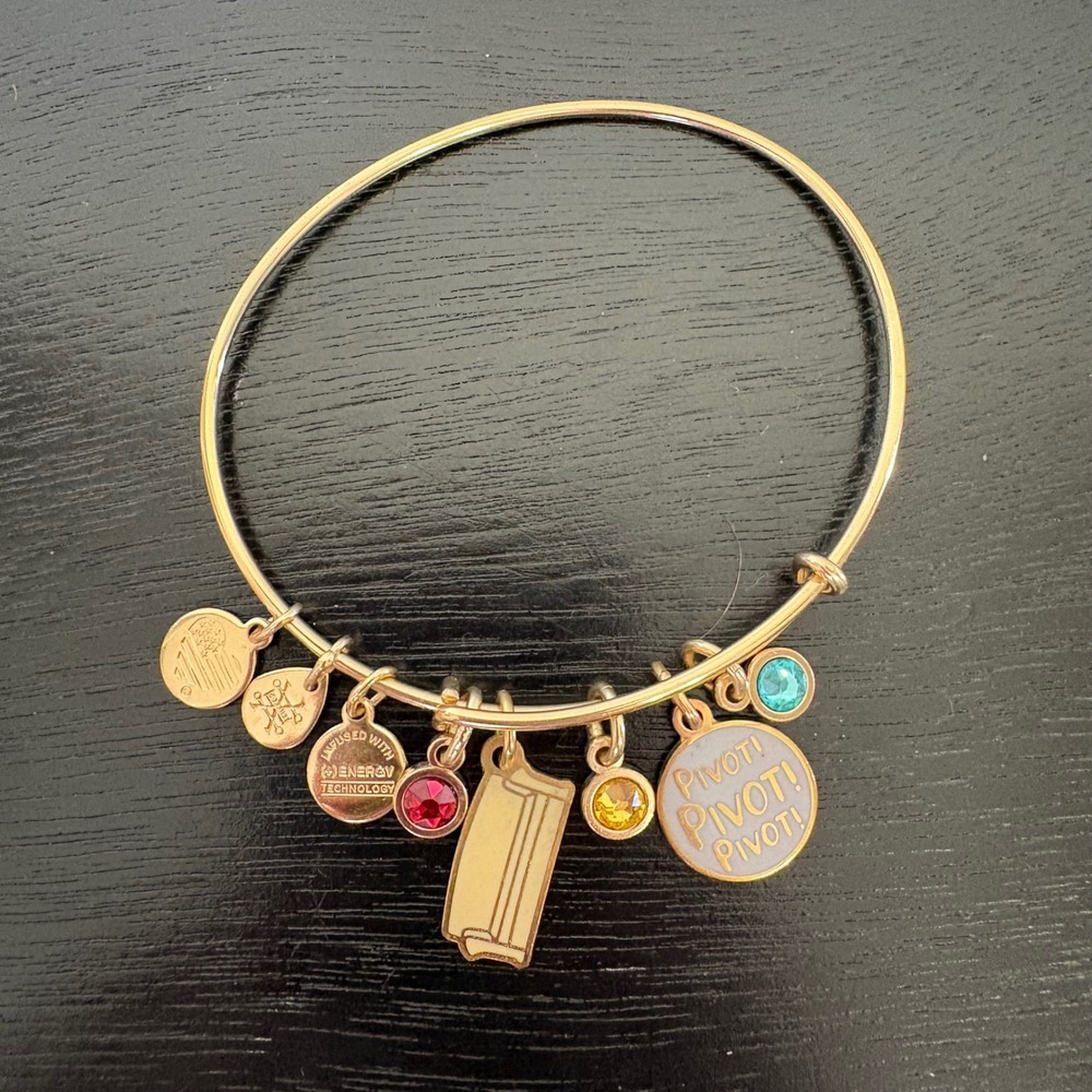 Alex and Ani Gold Bangle Charm Bracelet with 8 Charms